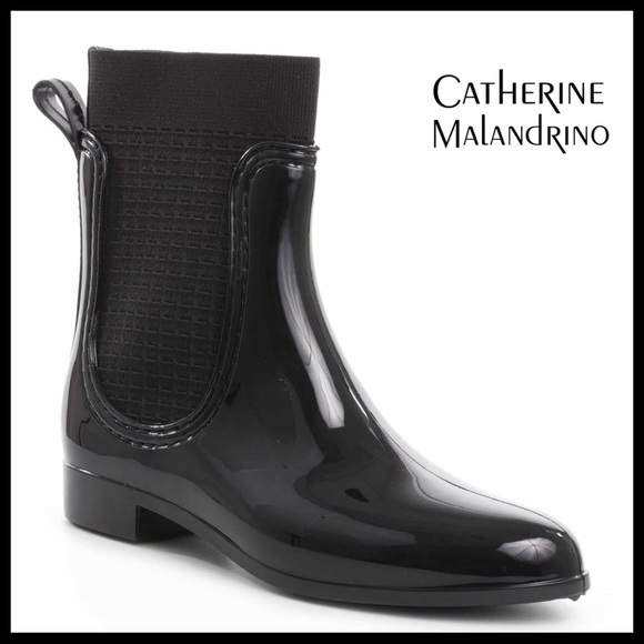 Catherine Malandrino Shoes - BLACK WATERPROOF ANKLE BOOTIES RAIN BOOTS A2C